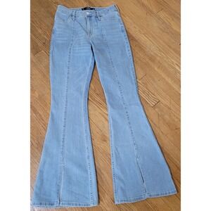 Hollister Jeans Women Light Wash High Rise Soft Stretch Flare 9R Festival Boho